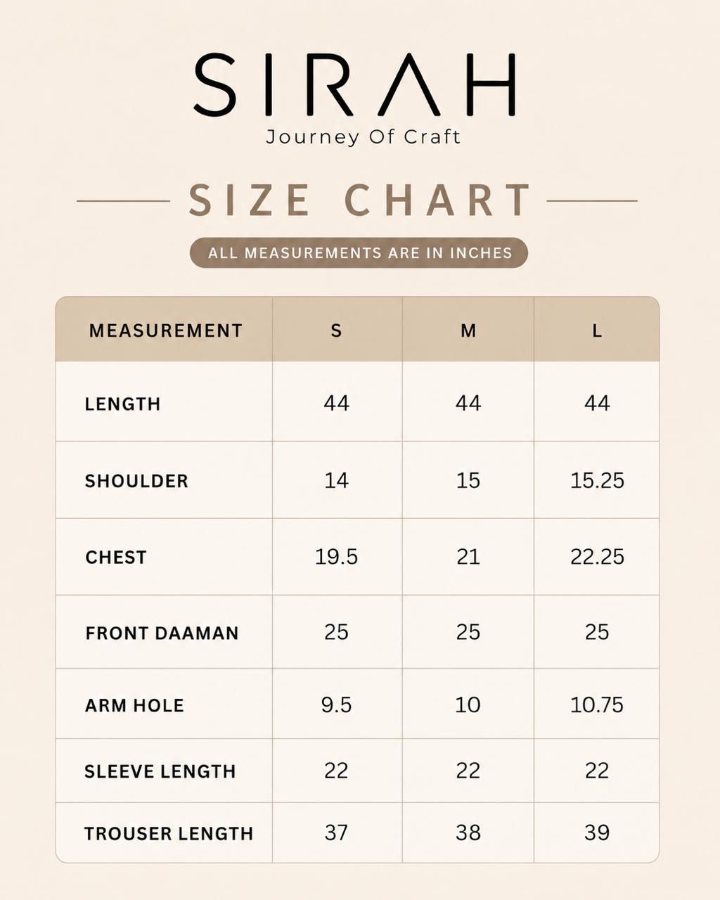 Size chart